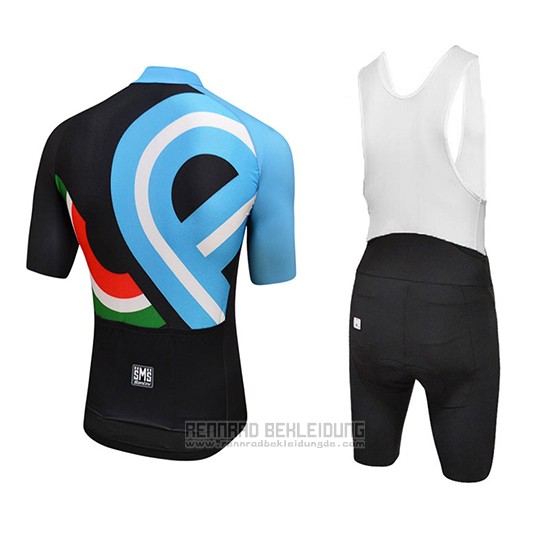 2018 Fahrradbekleidung Bici Amore Mio Shwarz und Blau Trikot Kurzarm und Tragerhose